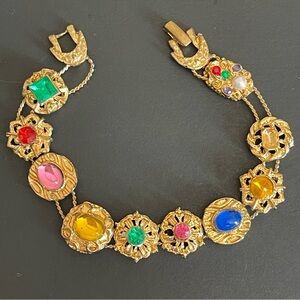 Vintage Multicolor rhinestone slide charm Bracelet